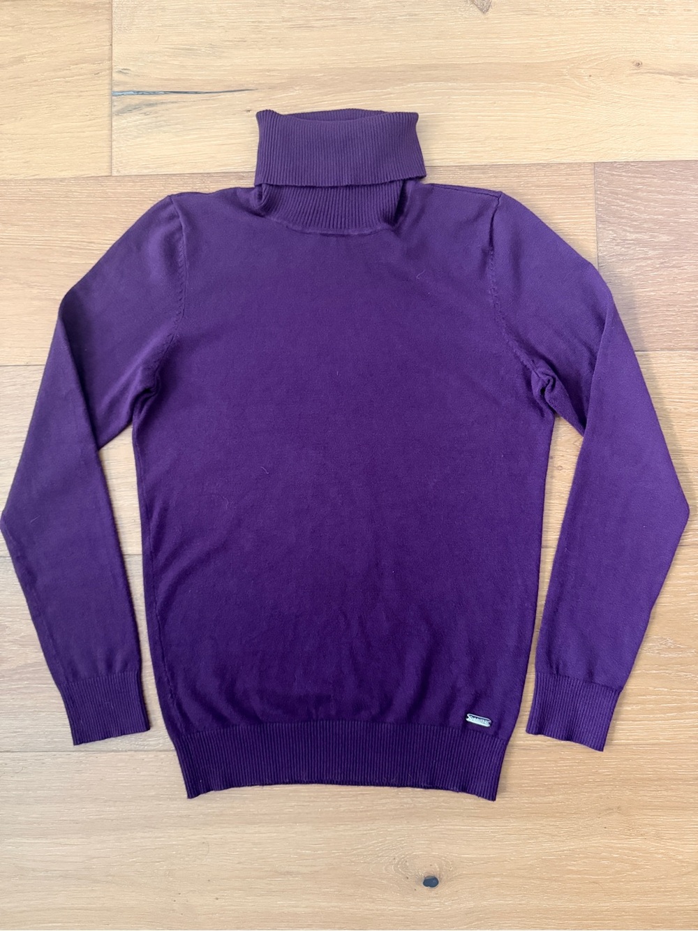 Calvin Klein Minimalist Turtleneck Sweater Fine Knit Purple 90s Clean Girl CBK